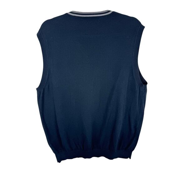 John Henry Black 100% Cotton Tight Knit Lightweight Pullover Sweater Vest Size L - Picture 2 of 5